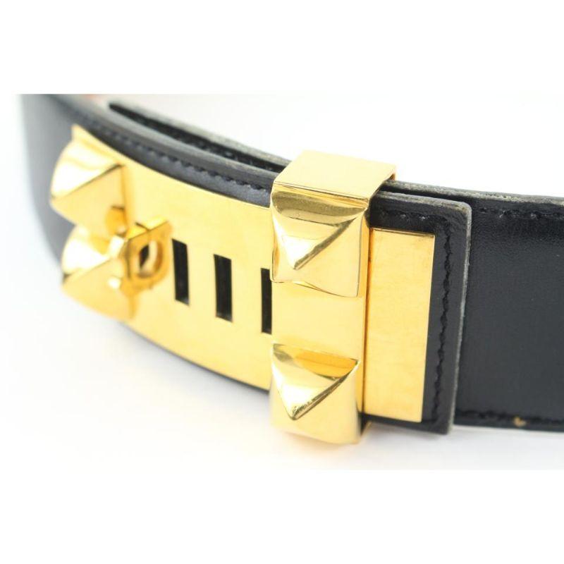 Women's Hermes Black x Gold Medor Collier de Chien Waist Belt 727her324 For Sale