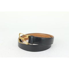 Hermès Black x Gold Wishbone Horseshoe Belt 823her26