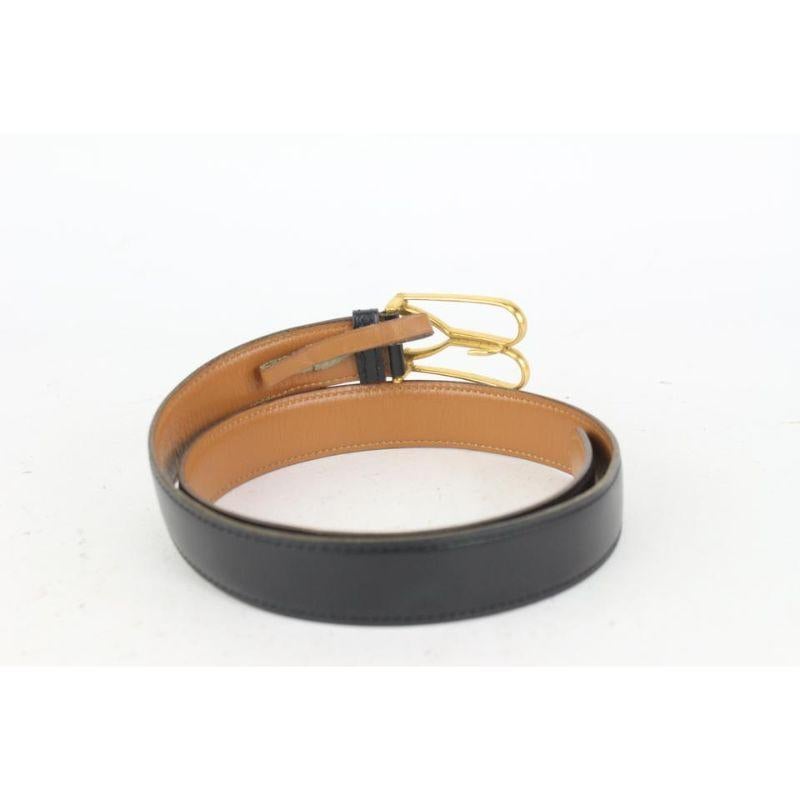 Hermès - Ceinture fer à cheval Wishbone noir et or 823her26 Bon état - En vente à Dix hills, NY