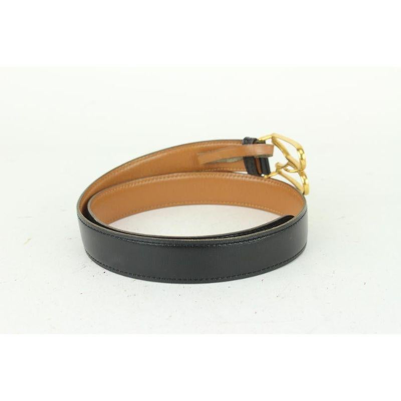 Hermès Black x Gold Wishbone Horseshoe Belt 823her26 In Good Condition For Sale In Dix hills, NY