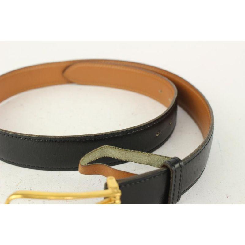 Hermès Black x Gold Wishbone Horseshoe Belt 823her26 For Sale 1