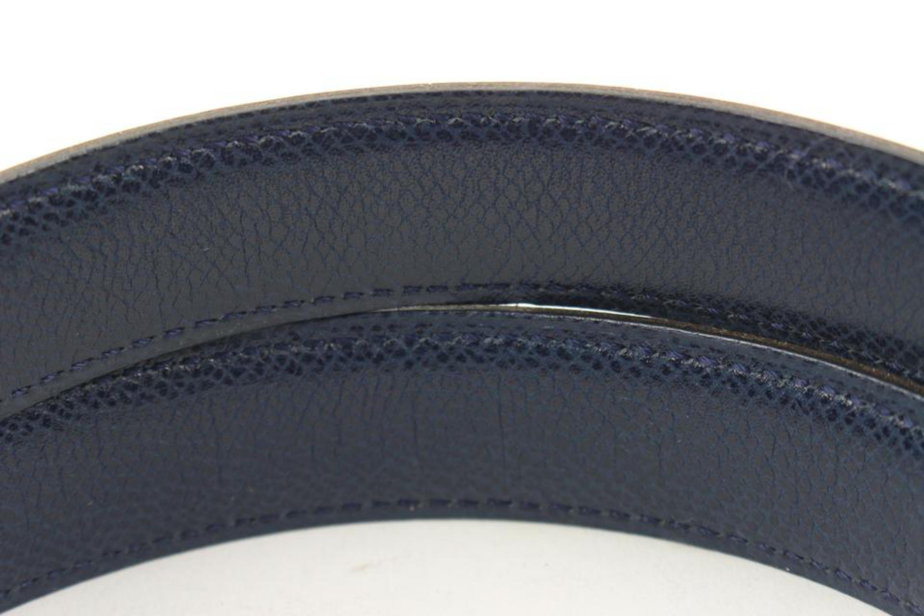 Hermès Black x Navy 24mm Reversible H Logo Belt Kit 121h60 For Sale 5