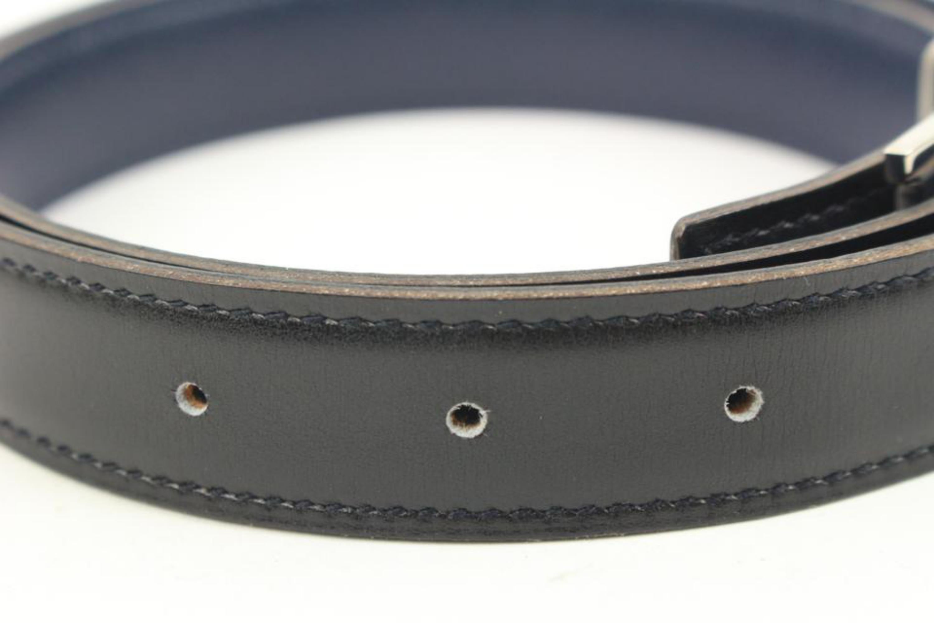 Hermès Black x Navy 24mm Reversible H Logo Belt Kit 121h60 For Sale 7