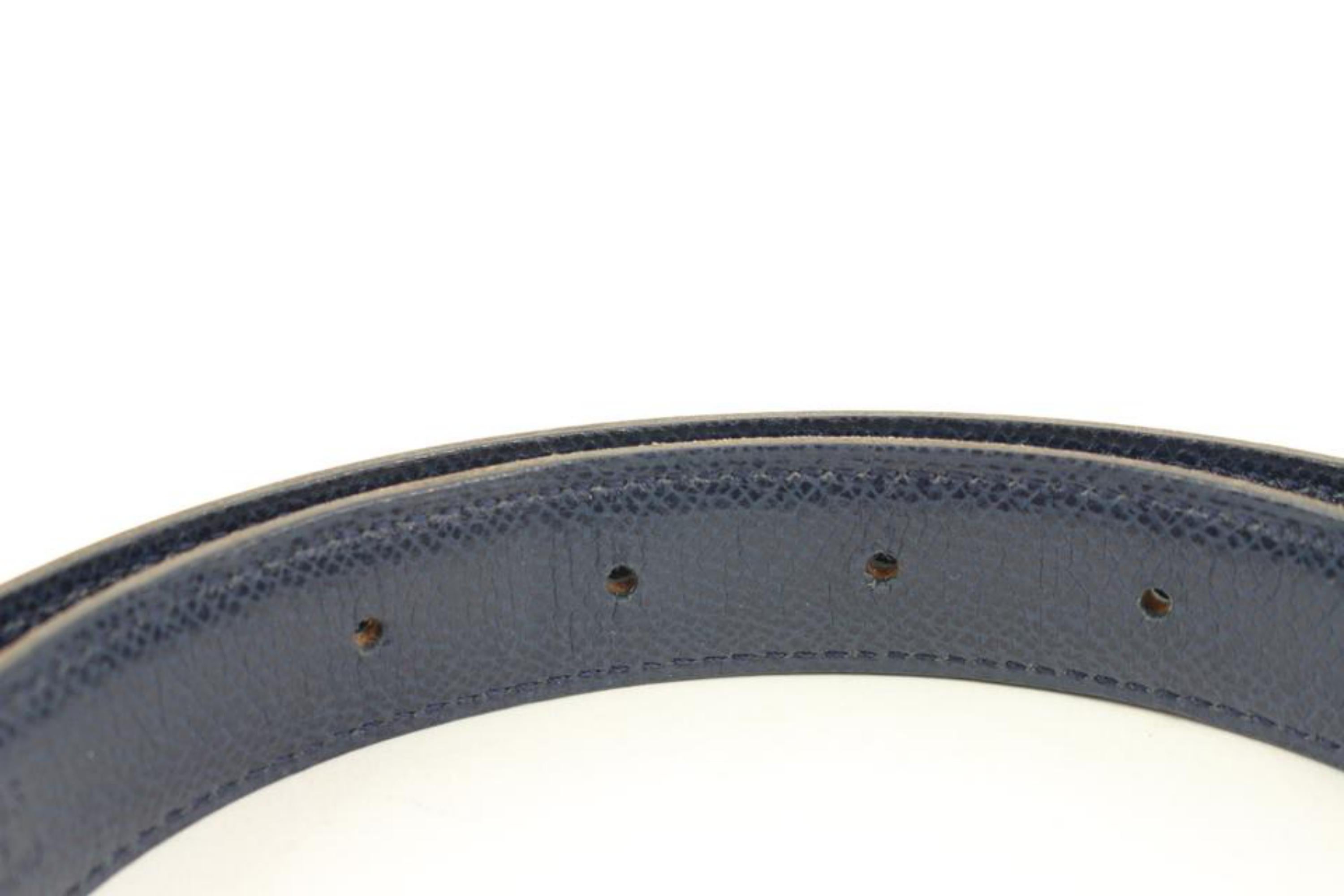 Hermès Black x Navy 24mm Reversible H Logo Belt Kit 121h60 For Sale 4