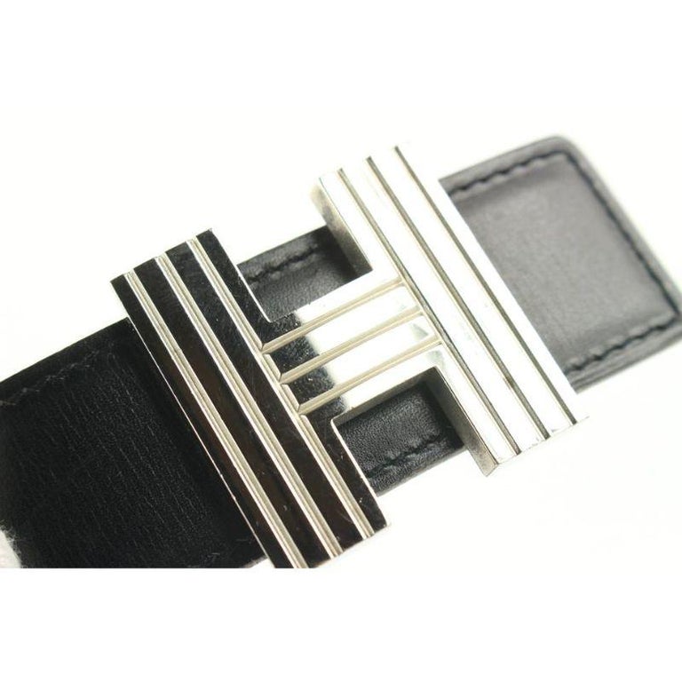 Hermès Black x Silver Reversible Cadena H Belt Kit 863her49  display picture 1