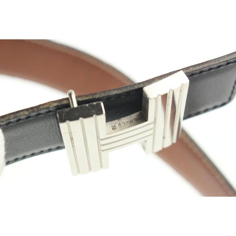 Hermès Black x Silver Reversible Cadena H Belt Kit 863her49 In Good Condition For Sale In Dix hills, NY