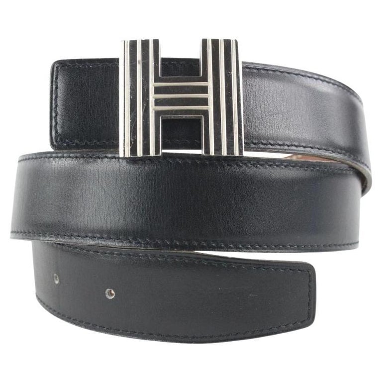 Hermès Black x Silver Reversible H Logo Cadena Belt Kit 852633 Hermès Black x Silver Reversible H Logo Cadena Belt Kit  main image 3