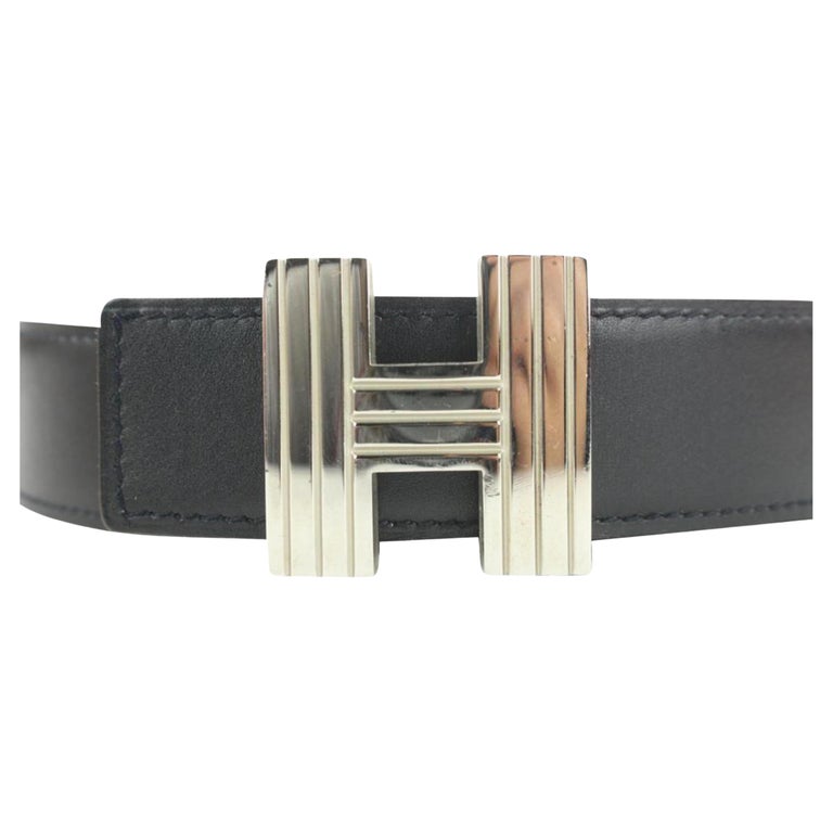 Hermès Black x Silver Reversible H Logo Cadena Belt Kit  display picture 2