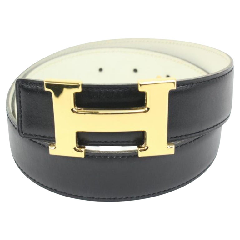 Hermès Black x White x Gold 32mm Reversible H Logo Belt Kit 99h419s For Sale  at 1stDibs | lit belt, hermes belt white and gold, hermes belt black and  white