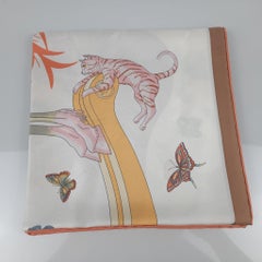 Hermes Blanc / Beige / Multicolore Hermes Story scarf 90