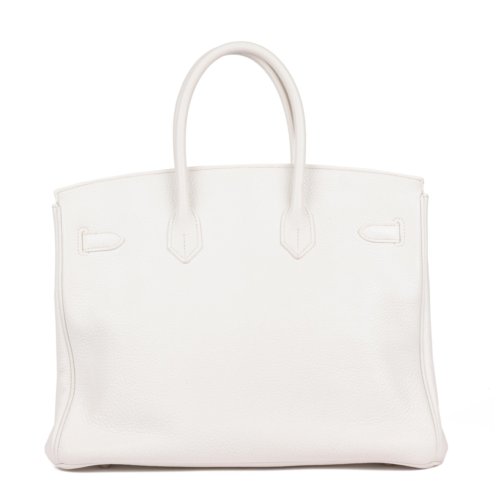 Hermès Blanc, Gris Perle Clemence Club Birkin 35cm en cuir et lézard 1