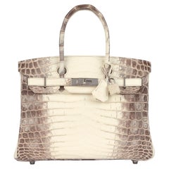 Hermès Blanc Himalaya Matte Niloticus Crocodile Leather Birkin 30cm Retourne