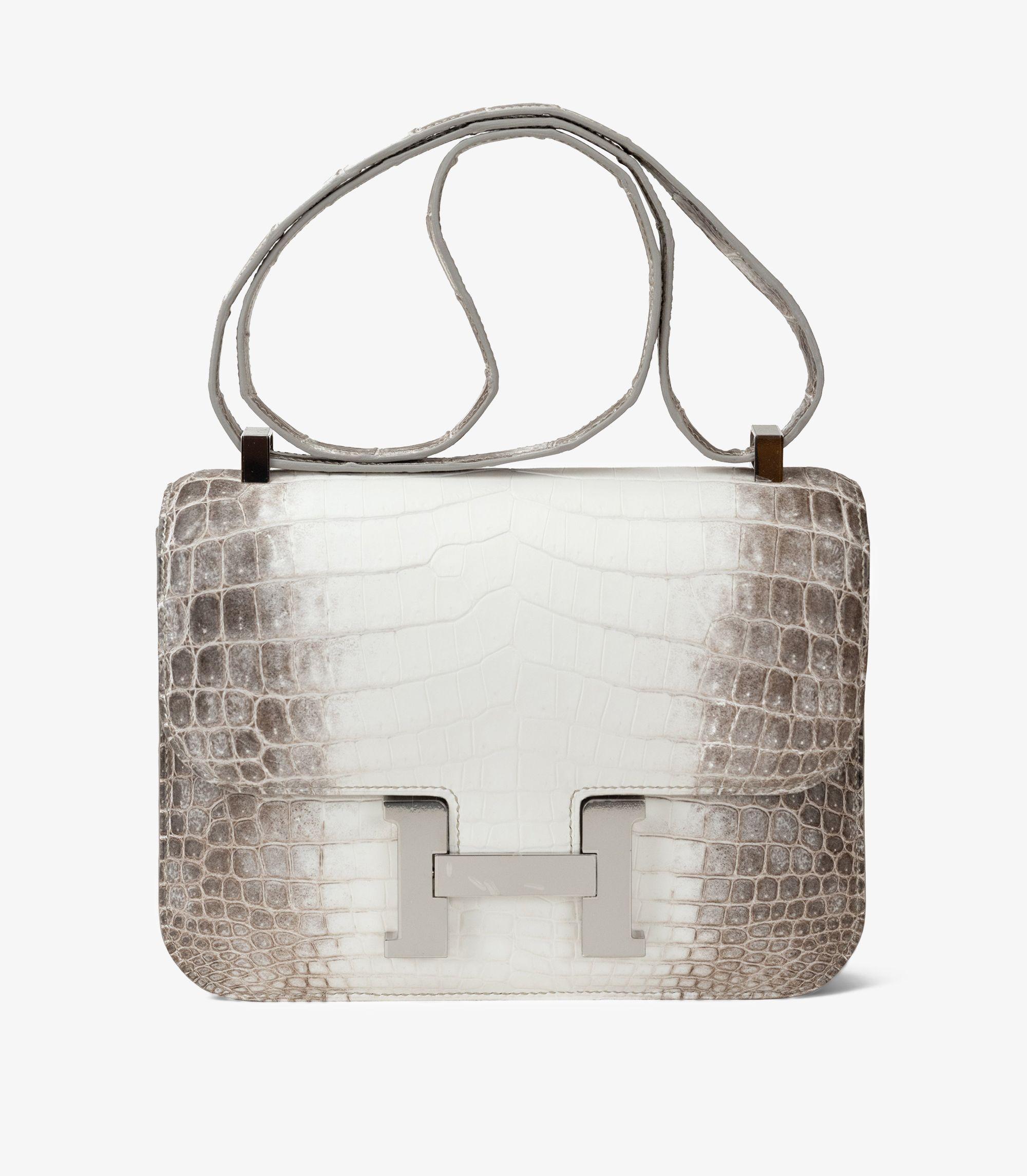 Grigio Hermès Blanc Himalaya Matte Niloticus Crocodile Leather Constance 24 in vendita