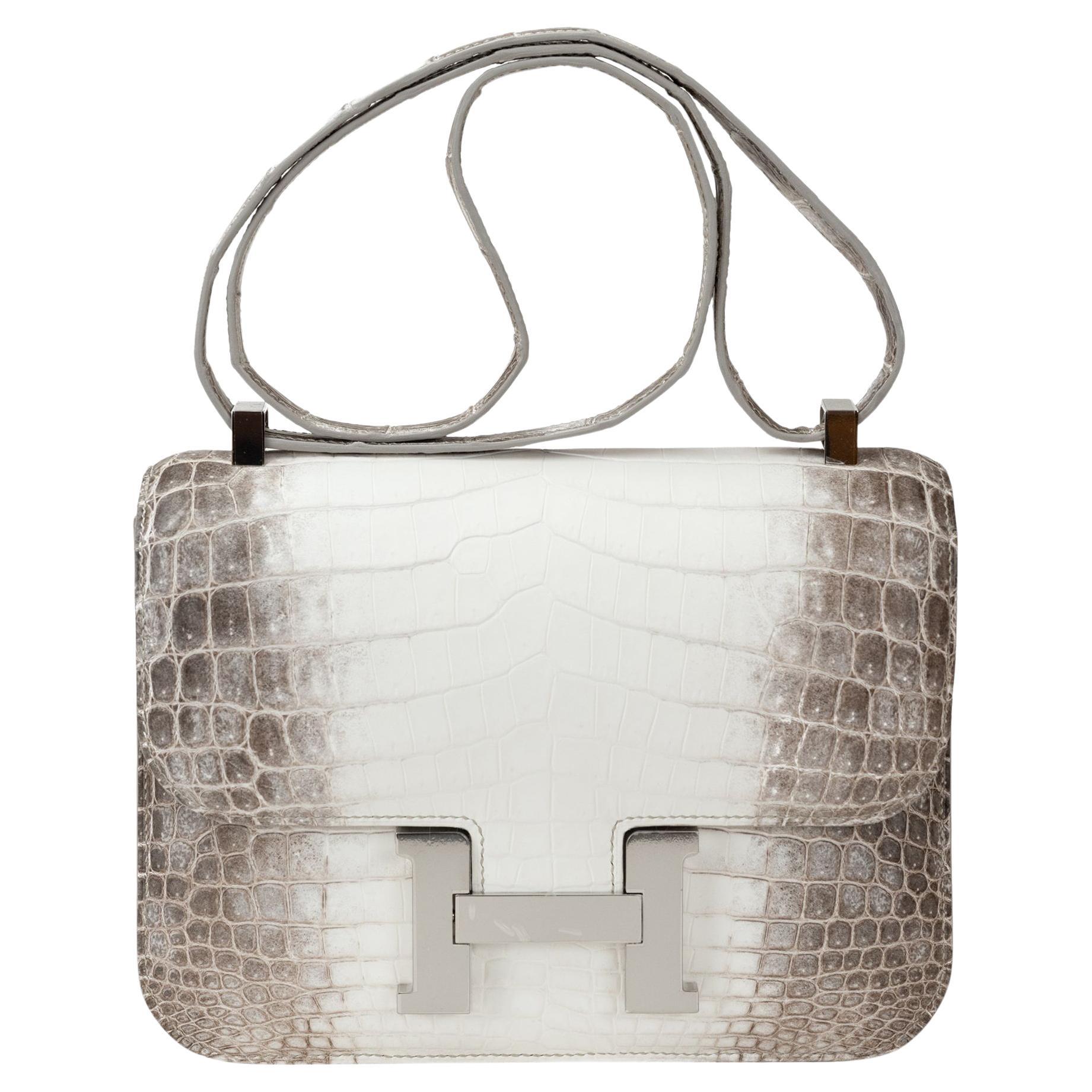 Hermès Blanc Himalaya Matte Niloticus Crocodile Leather Constance 24 in vendita