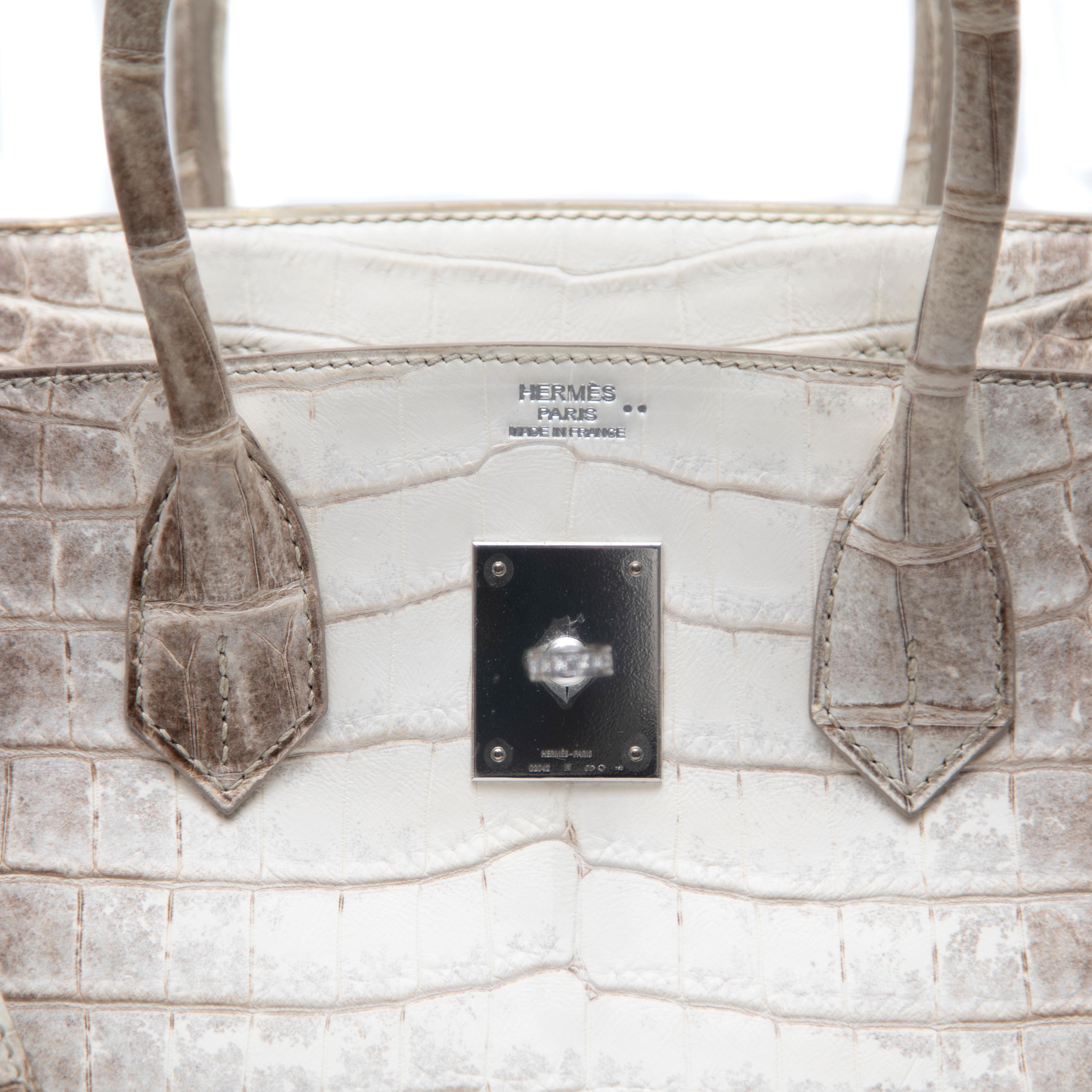 Hermès Blanc Himalayan Birkin 30CM mit Diamant verkrustet 18k WG Hardware im Angebot 6