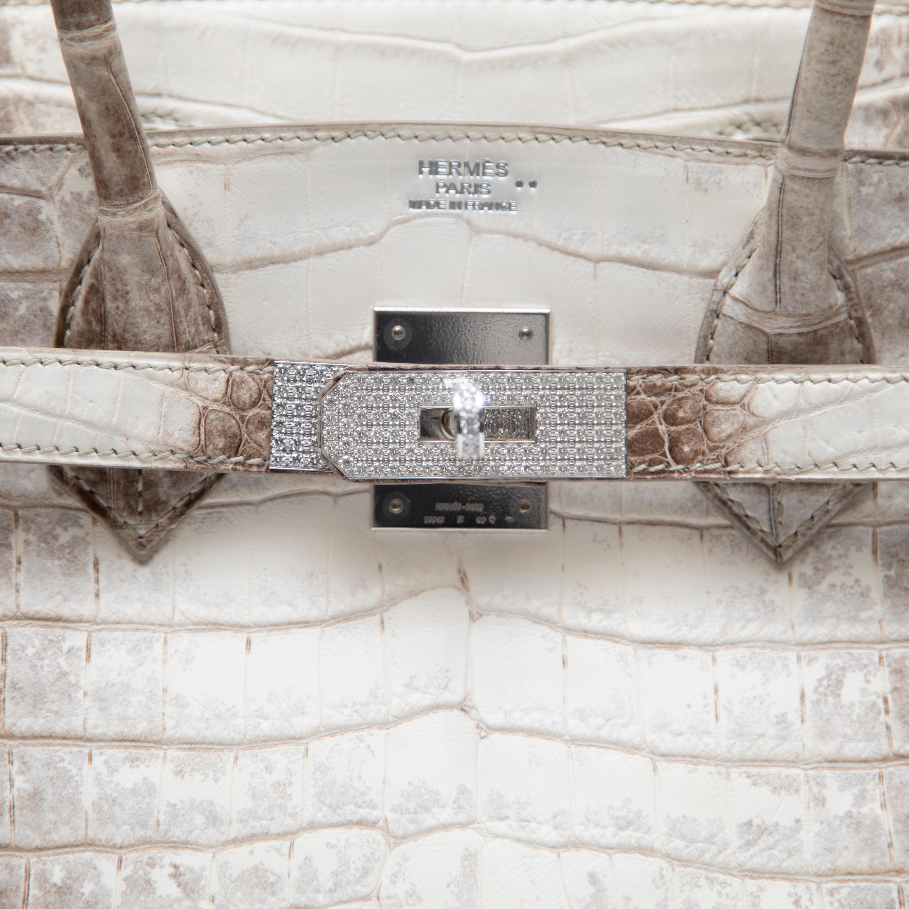Hermès Blanc Himalayan Birkin 30CM mit Diamant verkrustet 18k WG Hardware im Angebot 7