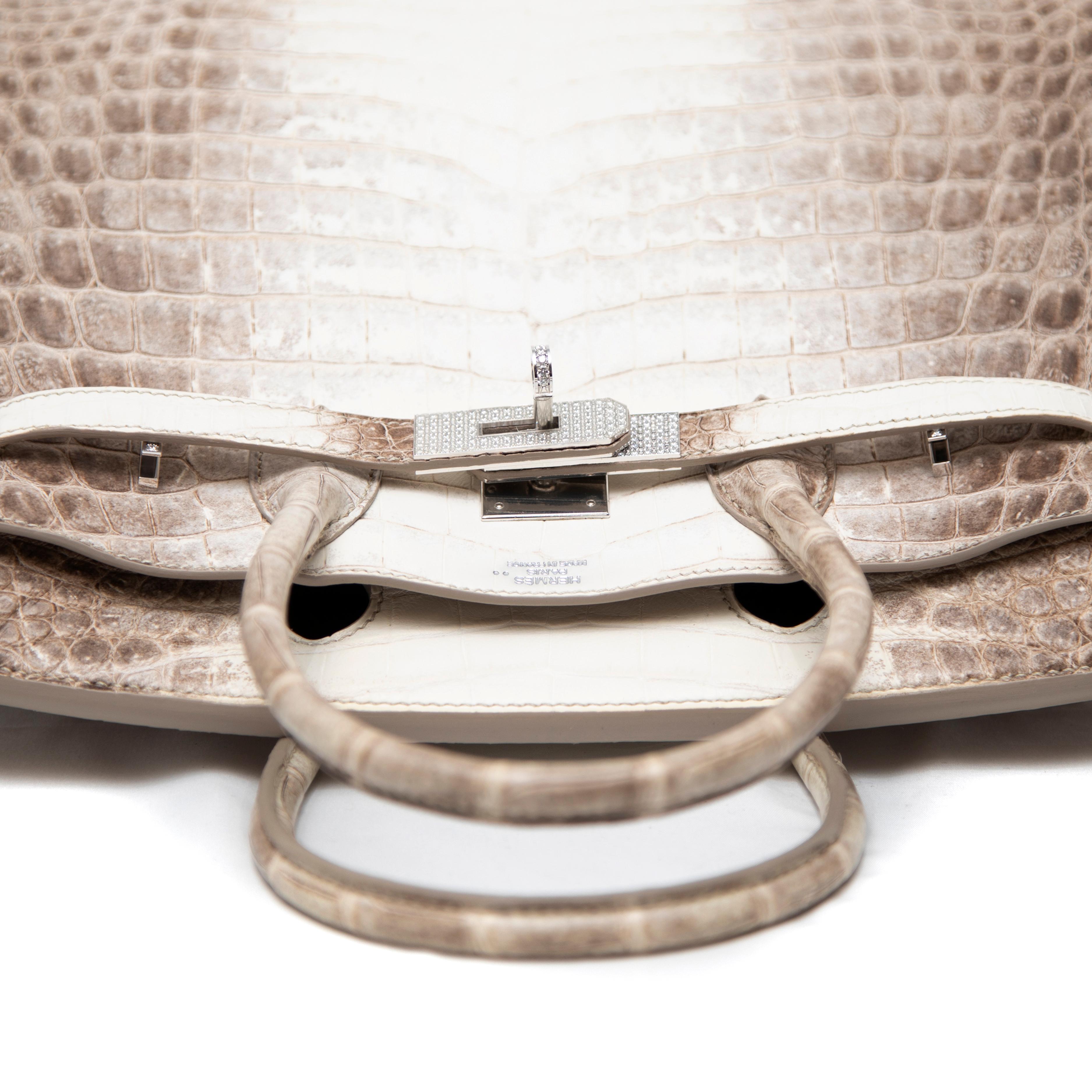 Hermès Blanc Himalayan Birkin 30CM mit Diamant verkrustet 18k WG Hardware im Angebot 9