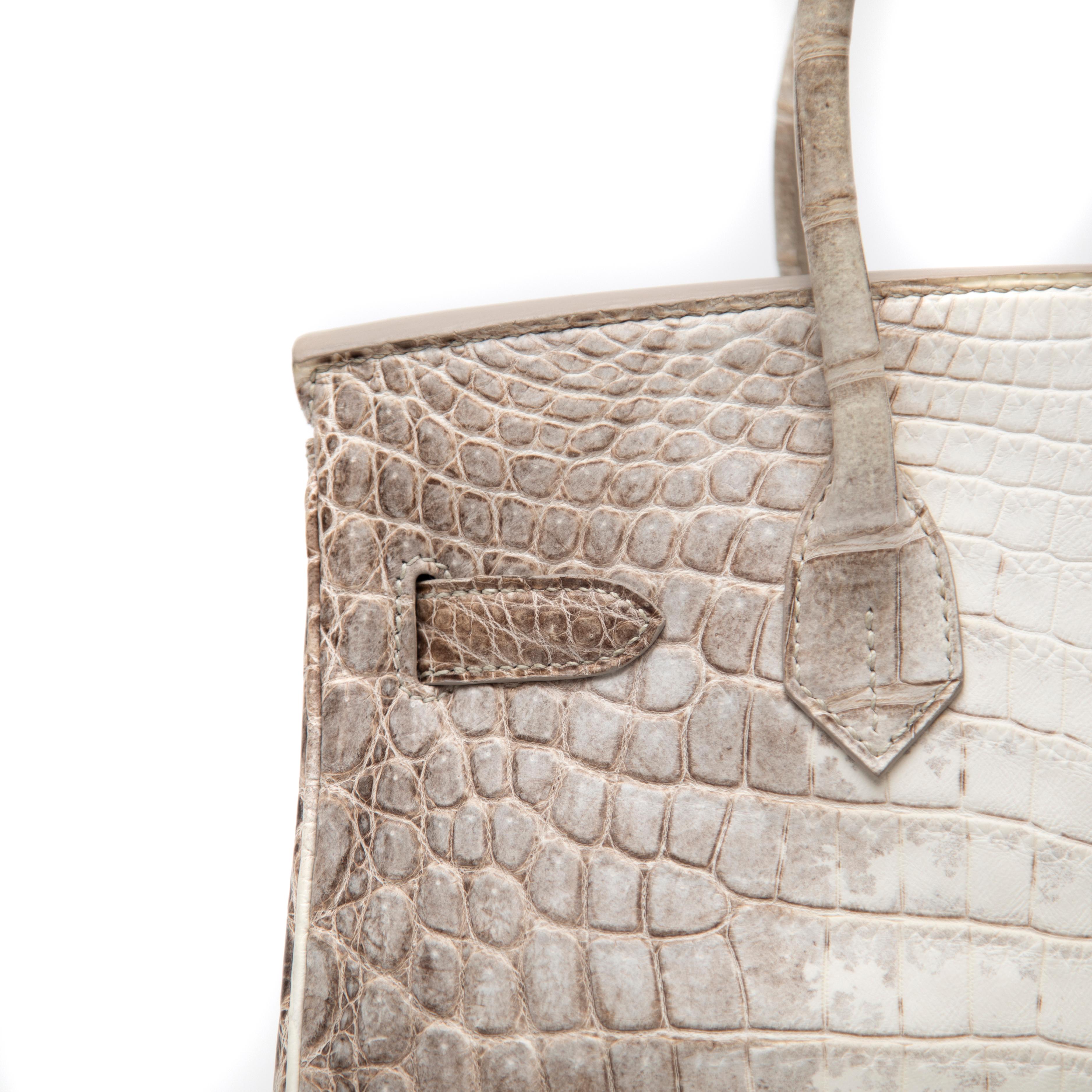 Hermès Blanc Himalayan Birkin 30CM mit Diamant verkrustet 18k WG Hardware im Angebot 10