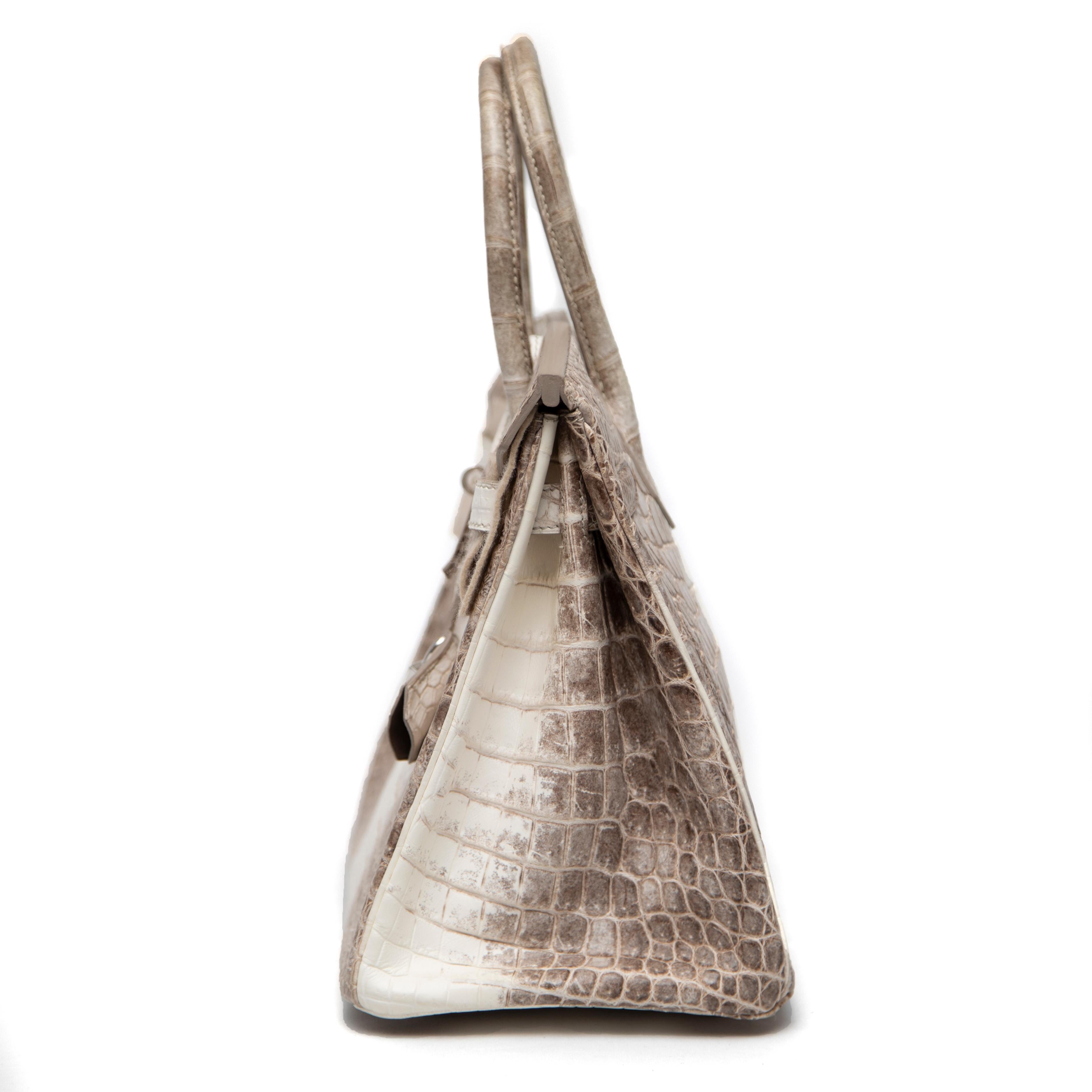 Hermès Blanc Himalayan Birkin 30CM mit Diamant verkrustet 18k WG Hardware (Beige) im Angebot