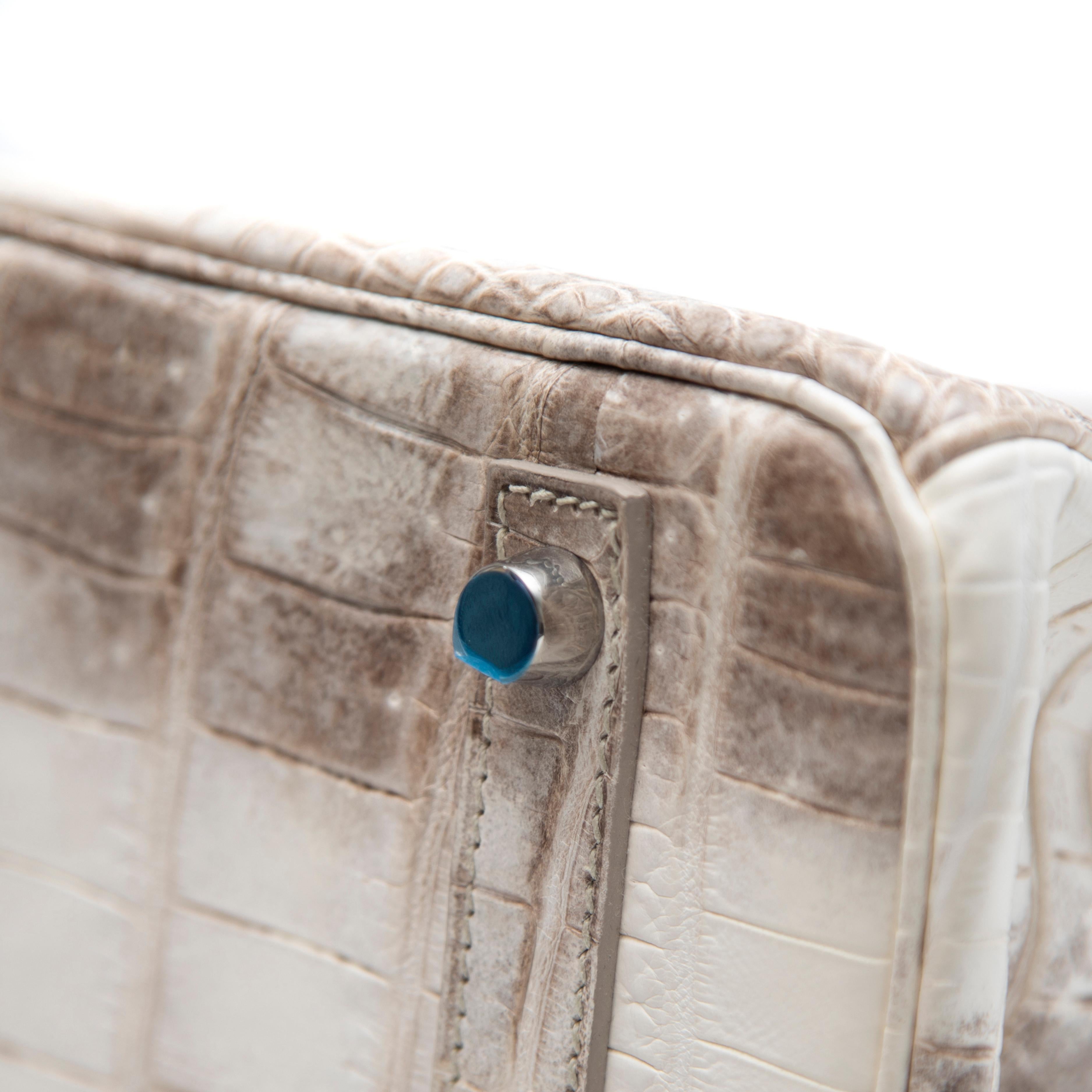 Hermès Blanc Himalayan Birkin 30CM mit Diamant verkrustet 18k WG Hardware im Angebot 2