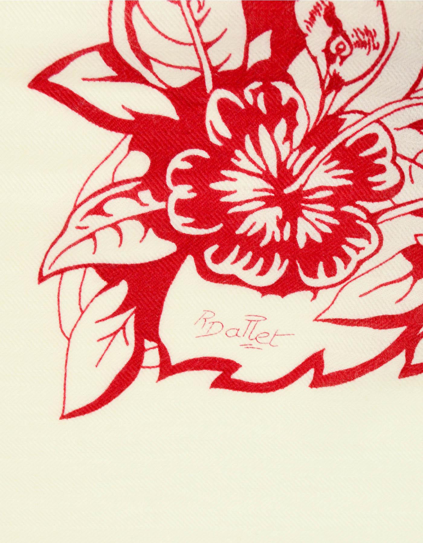 Women's Hermes Blanc/Rouge Jungle Love Tattoo 140cm Silk/Cashmere Shawl by Robert Dallet