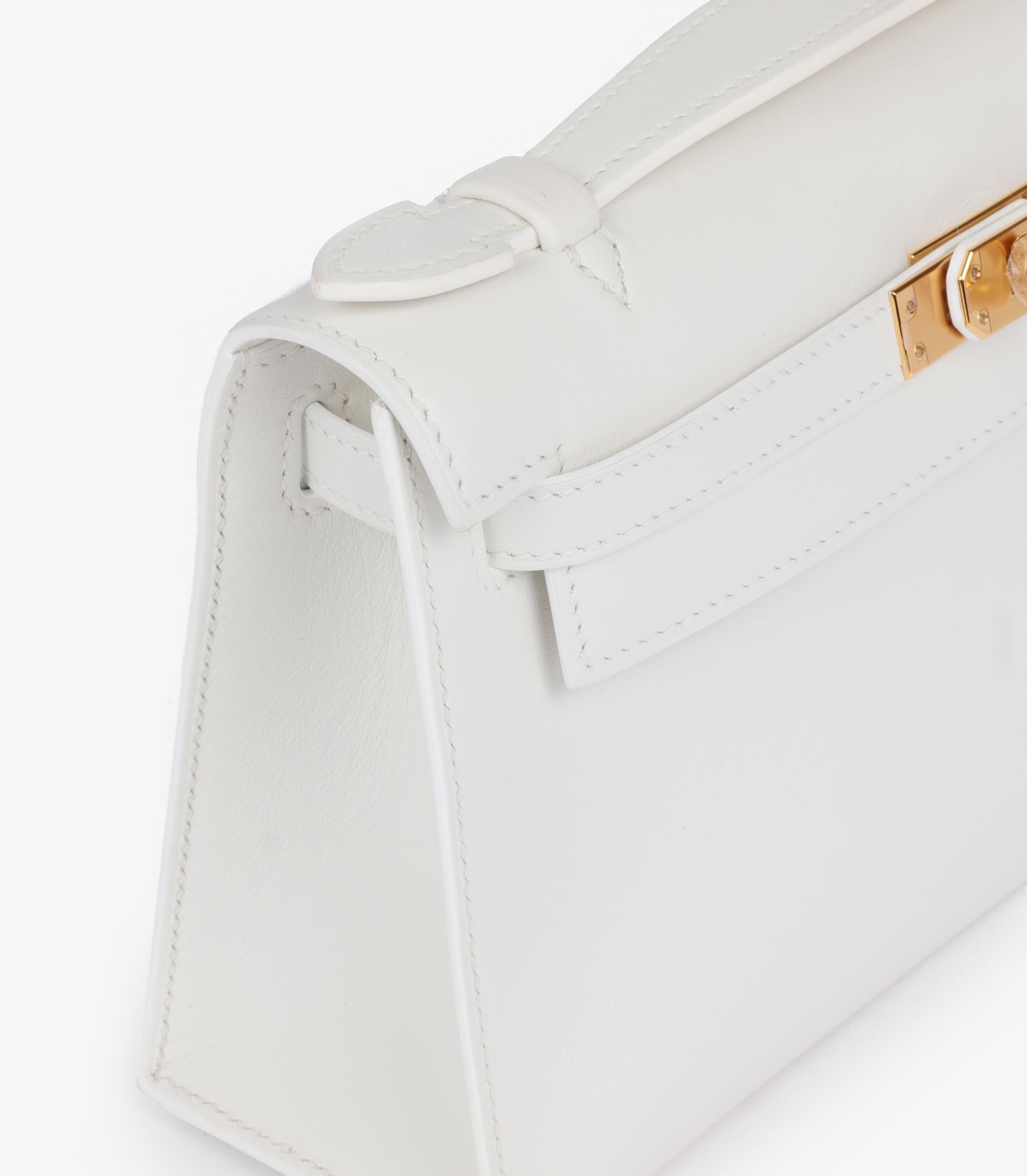 Hermès Blanc Swift Leather Kelly Pochette In Excellent Condition In Bishop's Stortford, Hertfordshire