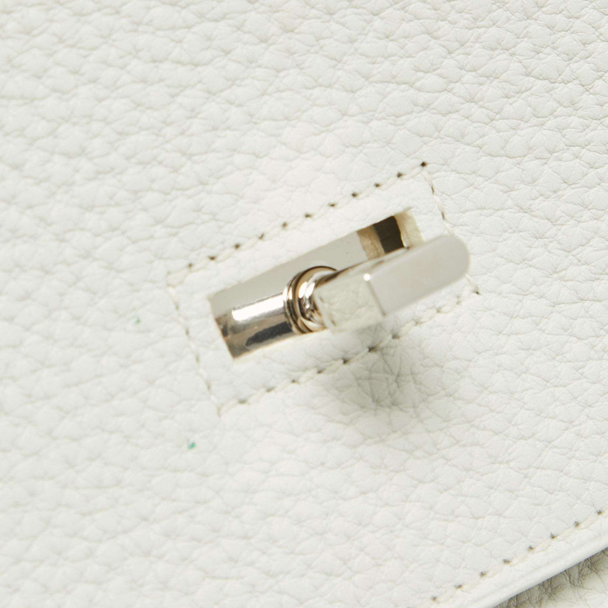 Hermes  Blanc Taurillion Clemence Palladium Finished Shoulder Birkin JPG 42 Bag 2