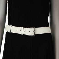 HERMES Blanc white Clemence leather ETRIVIERE 40mm Belt 85