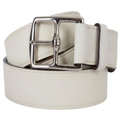 HERMES Blanc white Clemence leather ETRIVIERE 40mm Belt 85