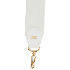 HERMES Blanc white Gulliver leather & canvas SANGLE KELLY 50mm Bag Strap