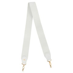 HERMES Blanc white Gulliver leather & canvas SANGLE KELLY 50mm Bag Strap