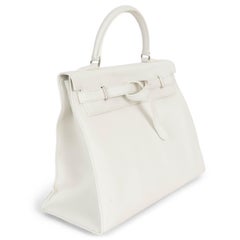 HERMES Blanc white Swift leather KELLY 35 FLAT Bag PHW