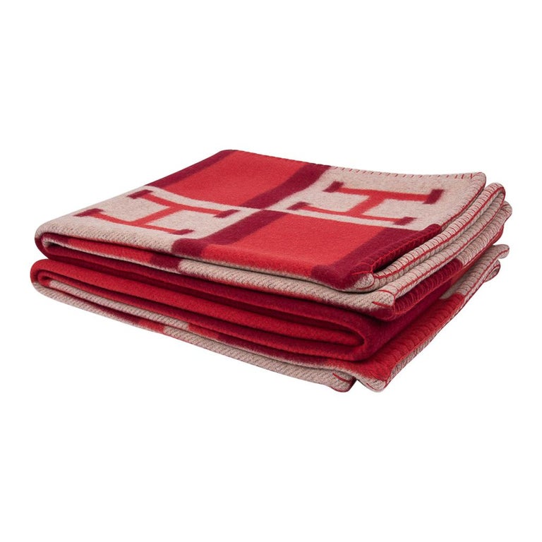 Hermes Blanket Avalon Bayadere Rouge Throw Blanket New w/ Box at