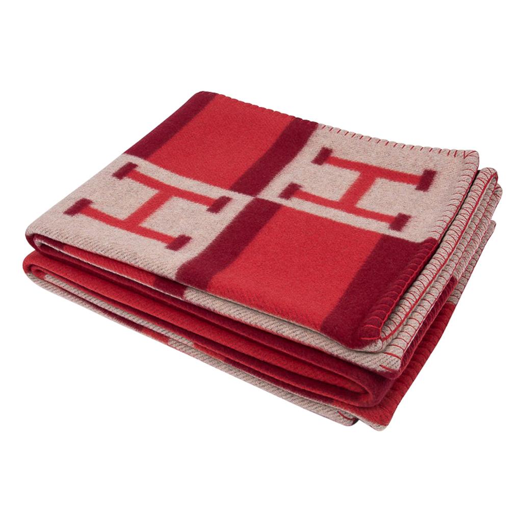Hermes Blanket Avalon Bayadere Rouge Throw Blanket New w/ Box at 1stDibs
