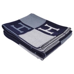 Hermes Blanket Avalon I Signature H Blue Throw New w/Box 
