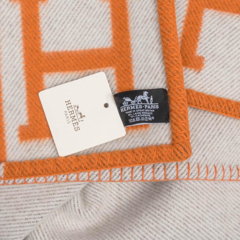 Hermes Blanket Avalon I Signature H Orange Throw Blanket at 1stDibs