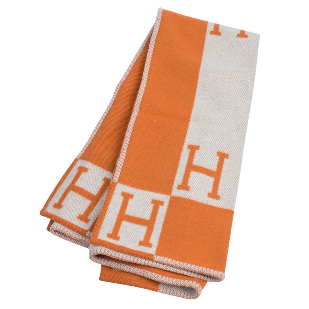 Women's or Men's Hermes Blanket Avalon I Signature H Orange Throw Blanket