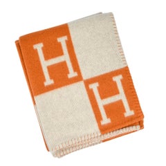 Hermes Blanket Avalon I Signature H Orange Throw Blanket