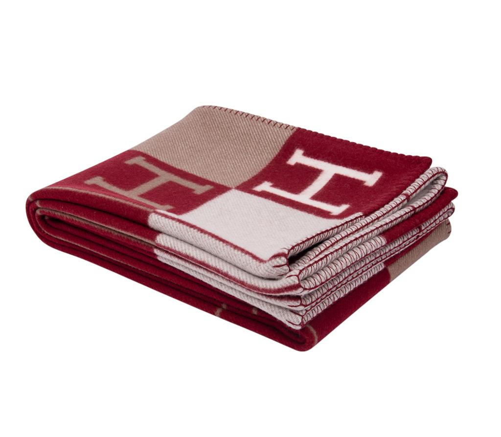 Brown Hermes Blanket Avalon III Rouge Throw Blanket  For Sale