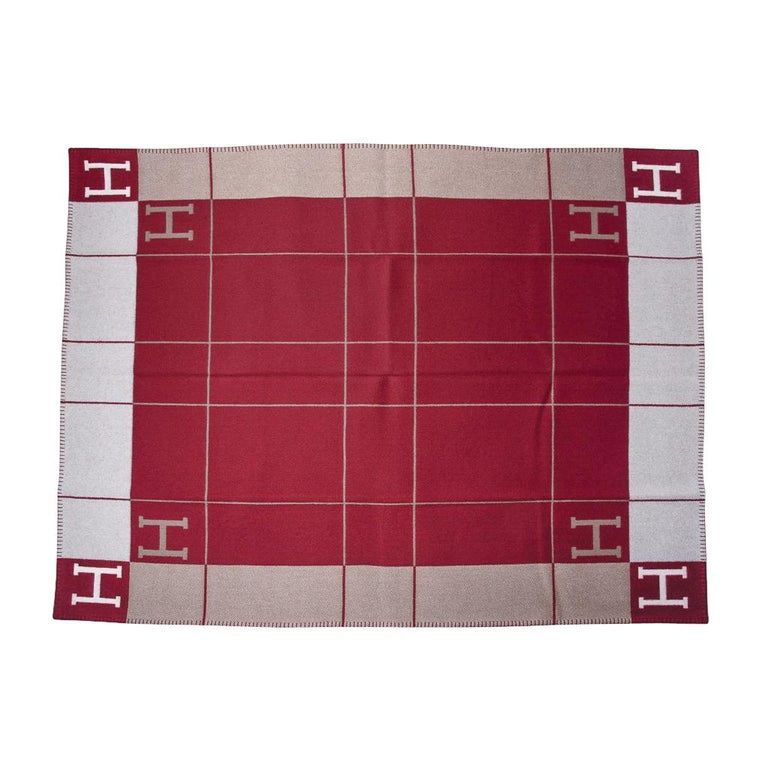 Hermes Blanket Avalon III Signature H Ecru and Rouge H Throw Blanket at 1stDibs h blanket