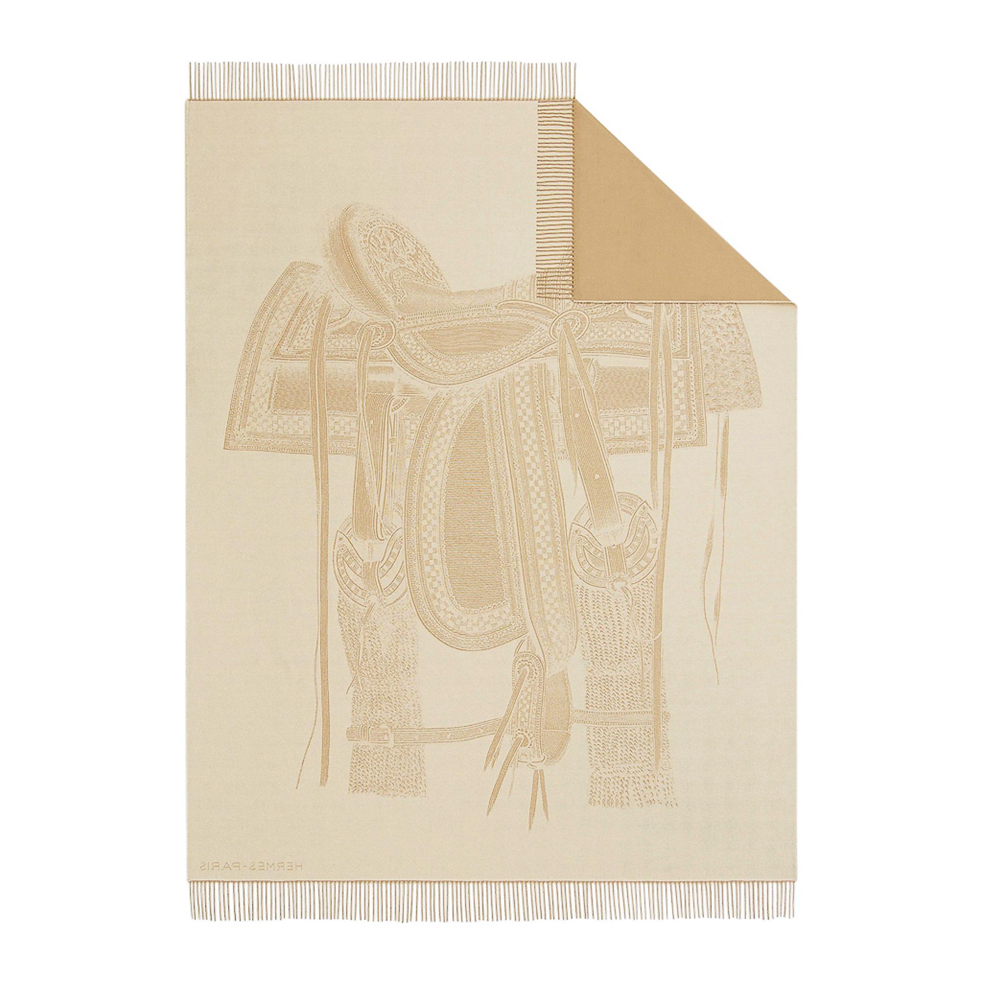 Couverture en cachemire de zibeline Far West Hermès, Neuve en vente 6