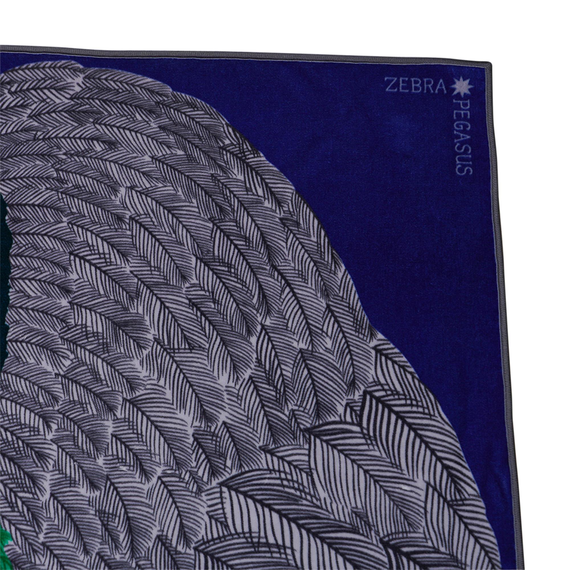 Hermes Blanket Jete de Canape Zebra Pegase Blue / Grey New 5