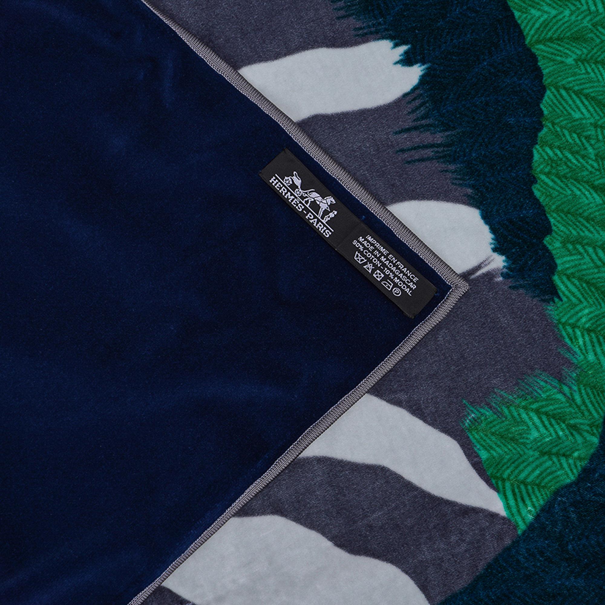 Hermes Blanket Jete de Canape Zebra Pegase Blue / Grey New 6