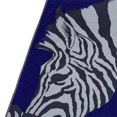 Hermes Blanket Jete de Canape Zebra Pegase Blue / Grey New