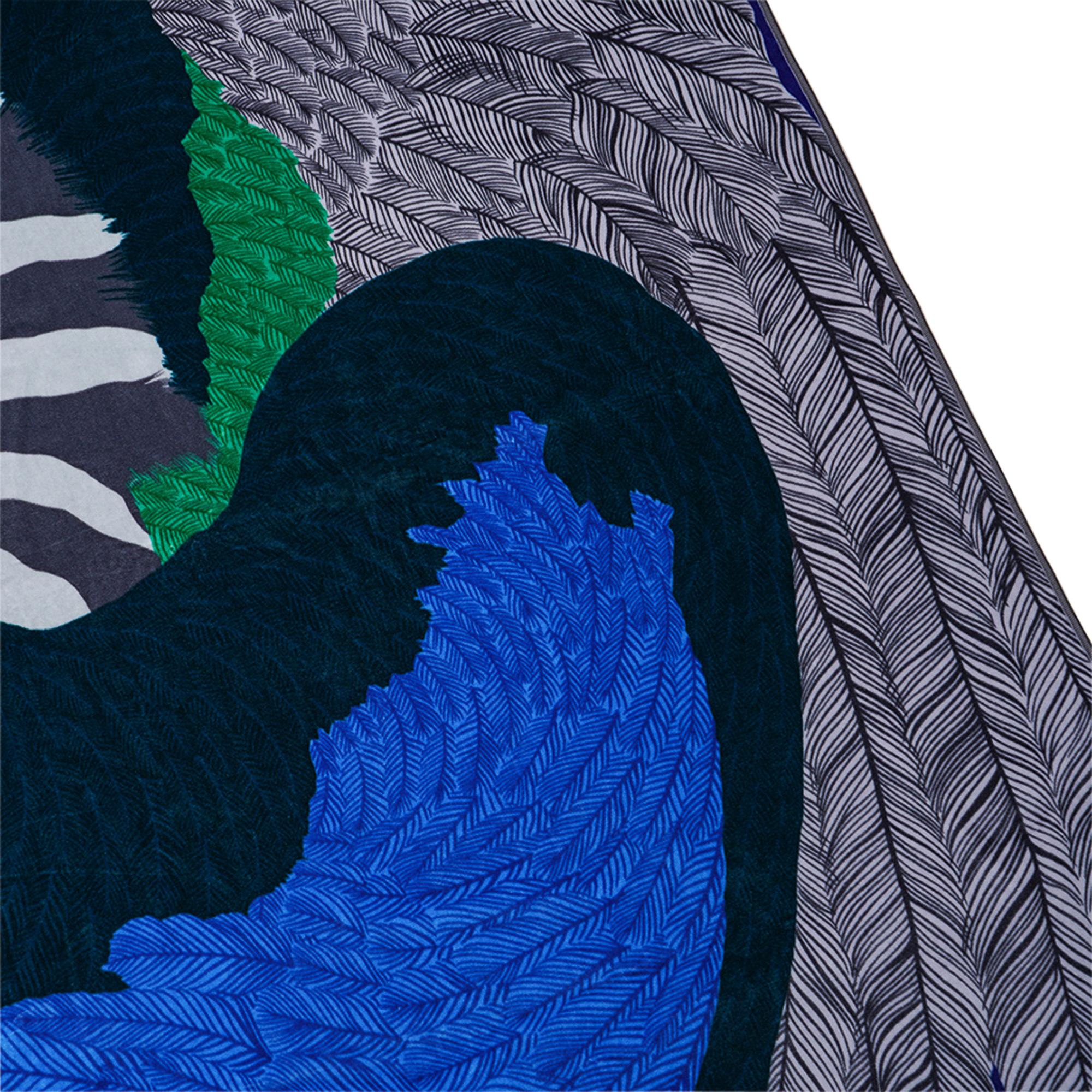 Hermes Blanket Jete de Canape Zebra Pegase Blue / Grey New 2