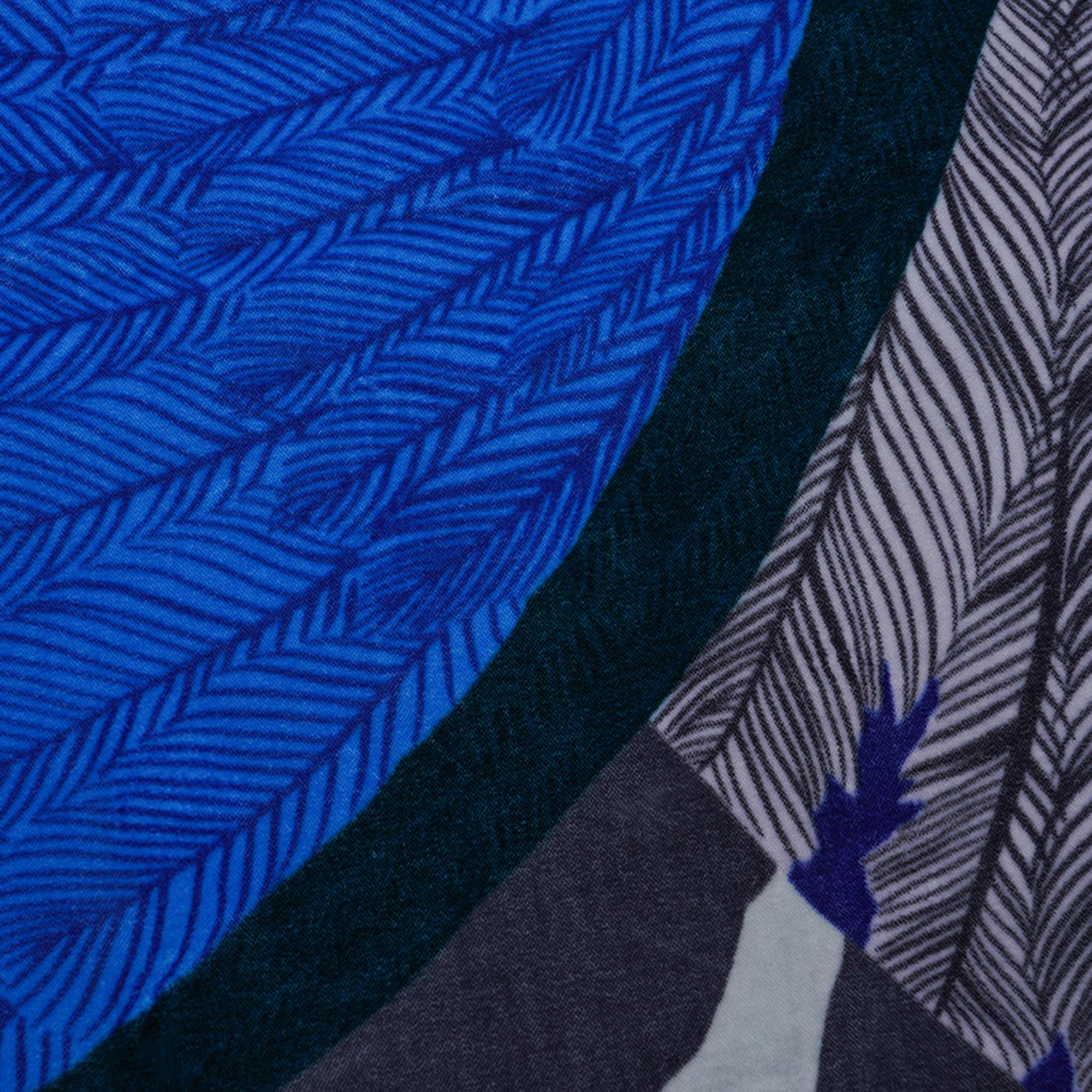 Hermes Blanket Jete de Canape Zebra Pegase Blue / Grey New 3