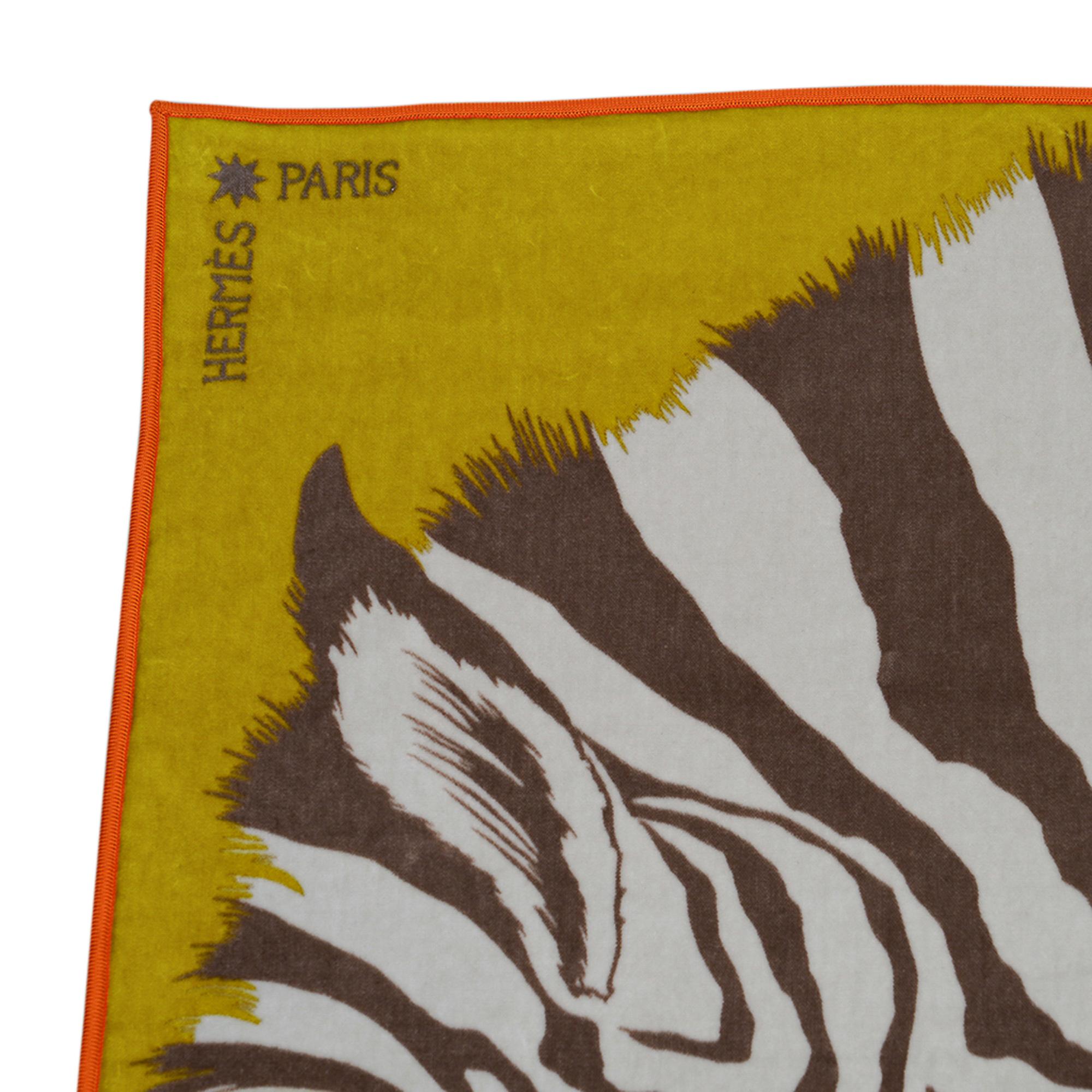 Women's or Men's Hermes Blanket Jete de Canape Zebra Pegase Orange / Green Multicolore New