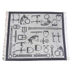 Hermes Blanket Metalleries Equestrian Throw Gris / Ecru Limited Edition New