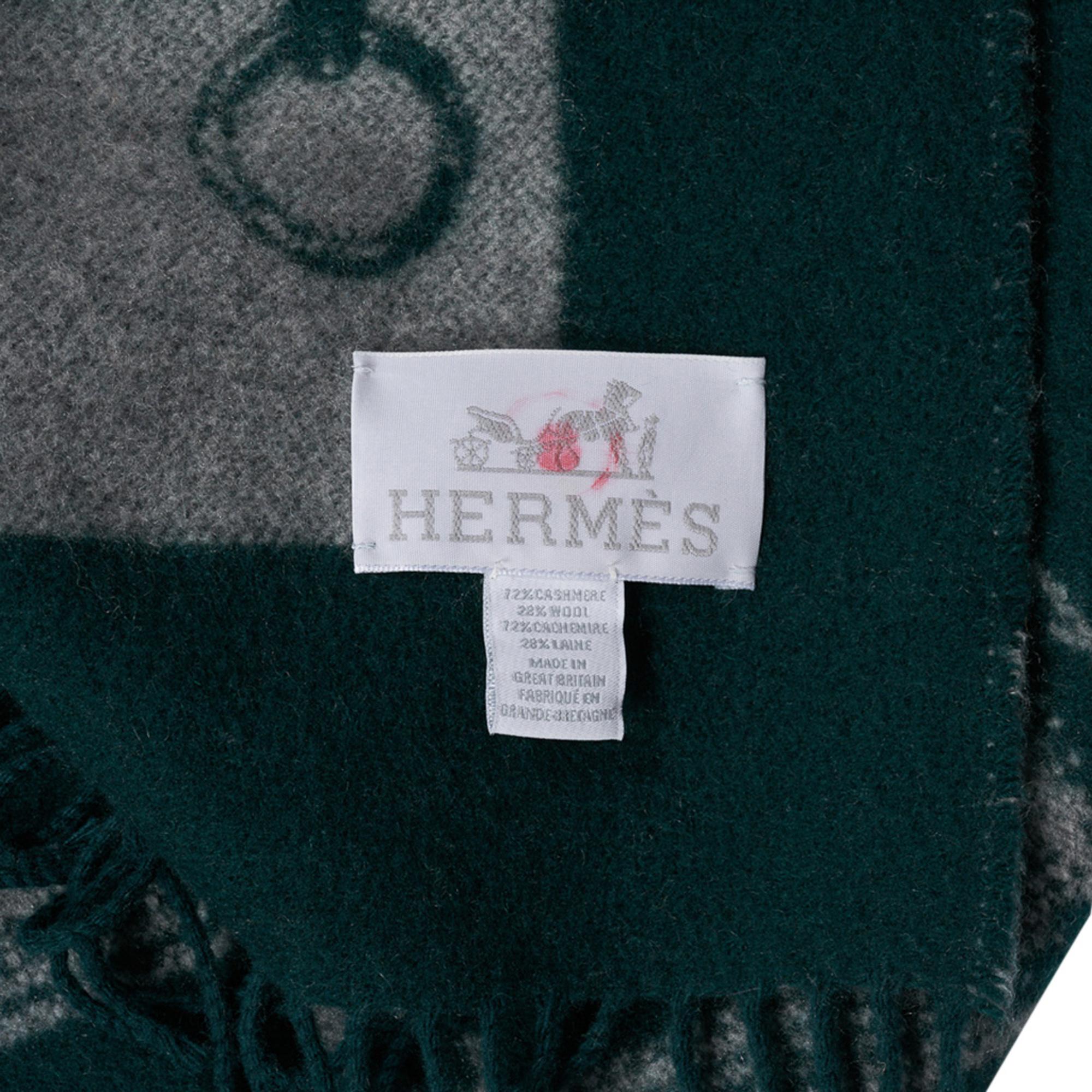Hermes Blanket Metalleries Equestrian Throw Vert Fonce Limited Edition New 2