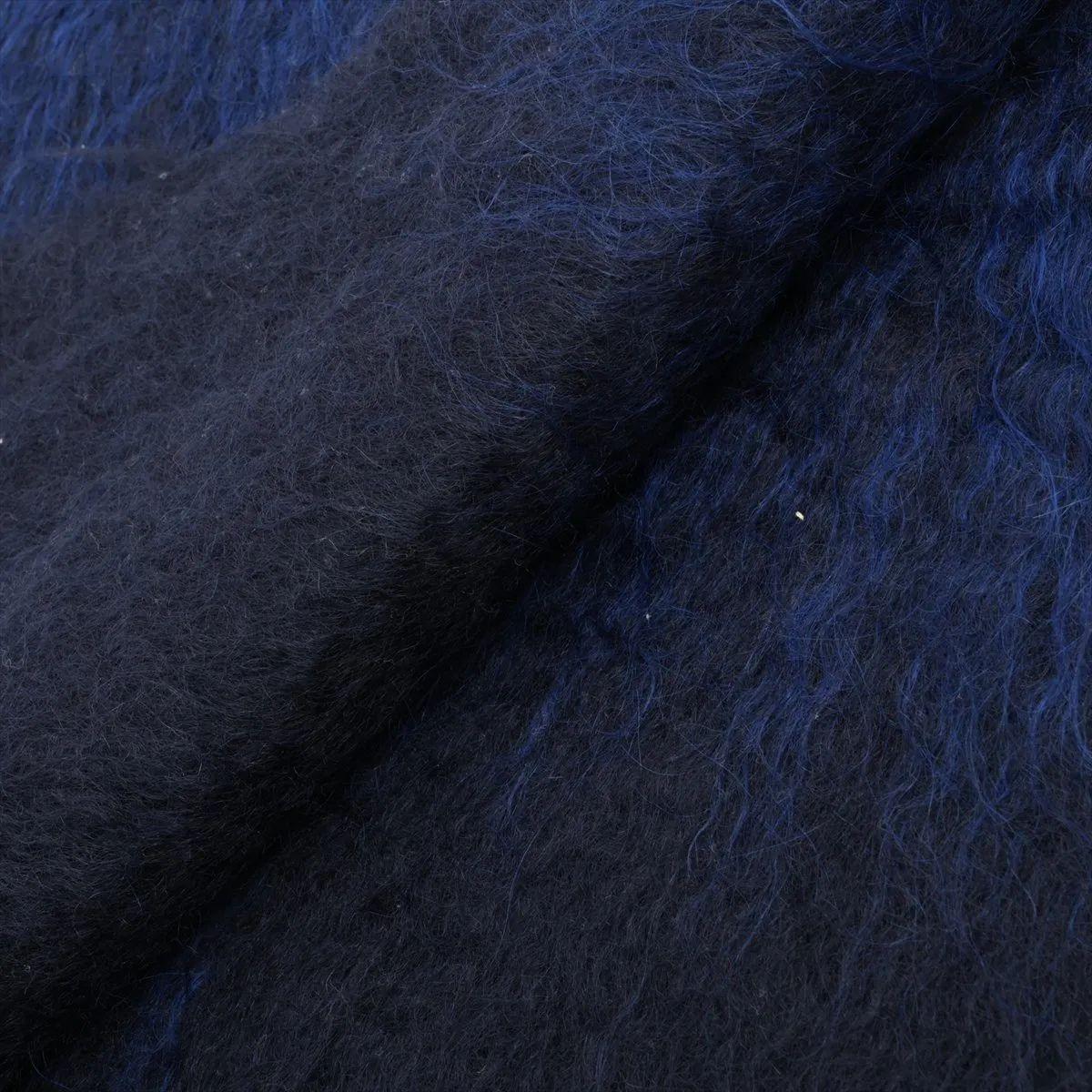 Hermès Decke Mohair x Wolle Blau (Schwarz) im Angebot